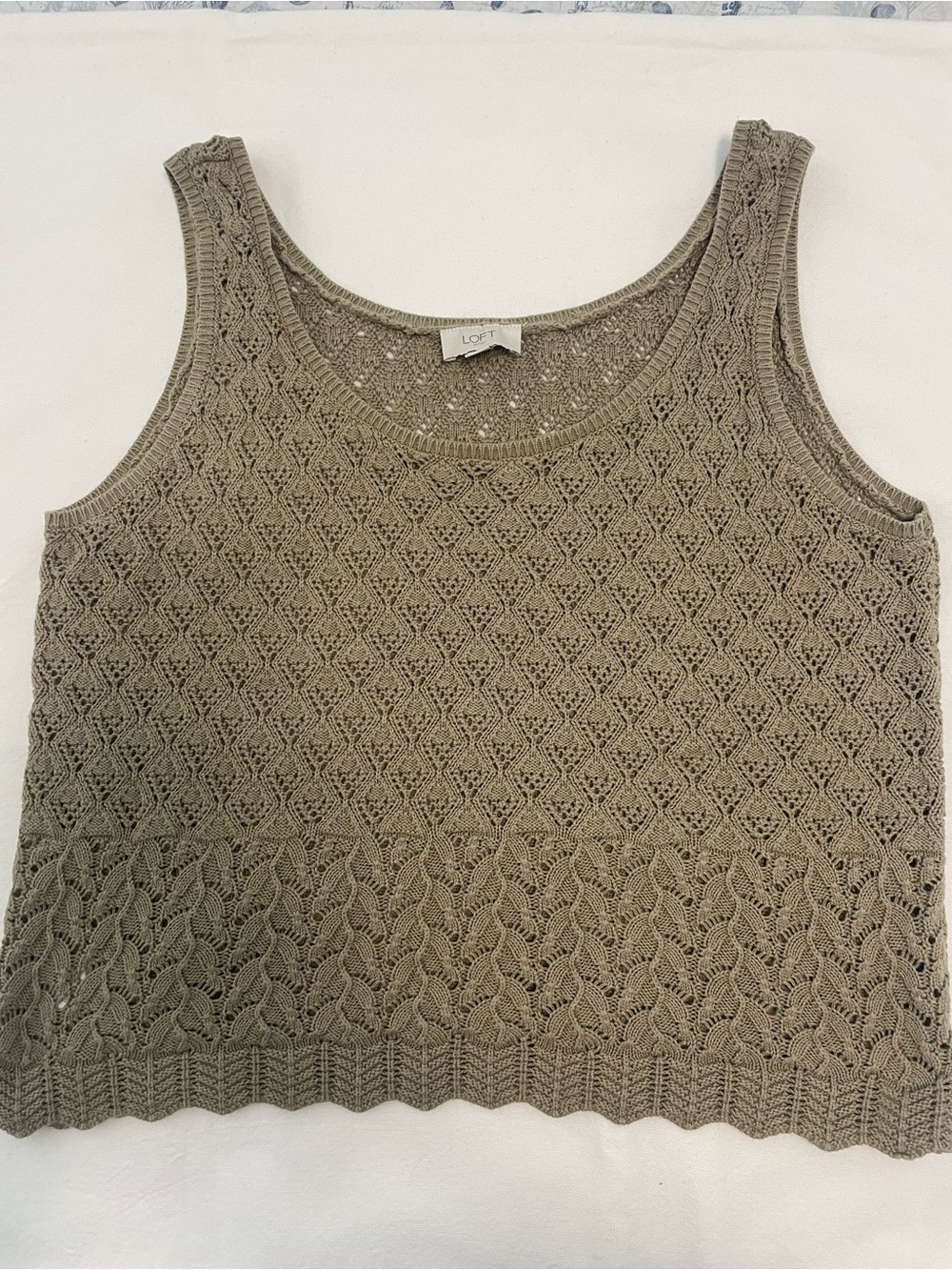 LOFT Olive Green Crochet Tank Top